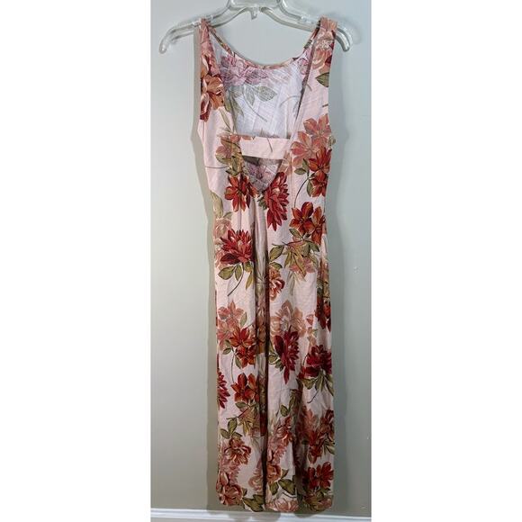 Anthropologie Paper Heart Pink Floral Sleeveless Linen Midi Dress Size MED NWT - Picture 8 of 9